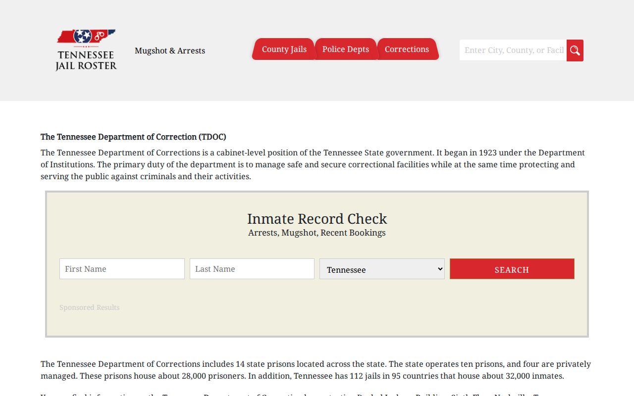 Unofficial Perry County jail roster directory page